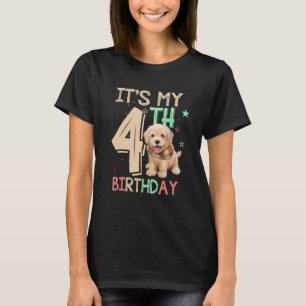 Kids It's My 4th Birthday Dog  Theme 4 Years Old P T-Shirt