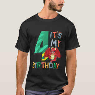 Kids It's My 4th Birthday Dragon 4 Birthday 4 Year T-Shirt
