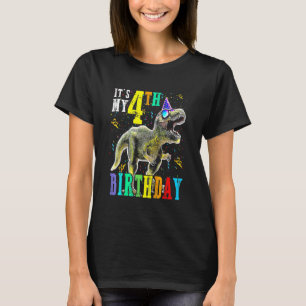 Kids It's My 4th Birthday Happy 4 Year Dinosaur G T-Shirt