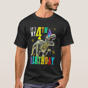 Kids It's My 4th Birthday Happy 4 Year Dinosaur G T-Shirt