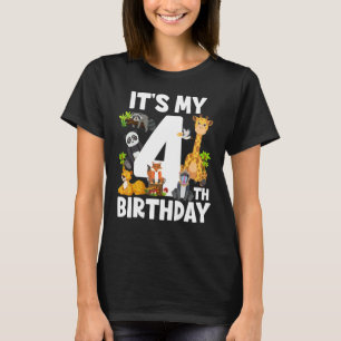 Kids It's My 4th Birthday Zoo Jungle Safari 4 Year T-Shirt