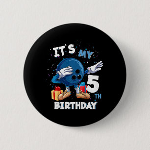 Kids Its My 5th Birthday 5 Year Old Bowling Birthd 6 Cm Round Badge
