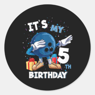 Kids Its My 5th Birthday 5 Year Old Bowling Birthd Classic Round Sticker