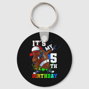 Kids Its My 5th Birthday 5 Year Old Dabbing Footba Key Ring