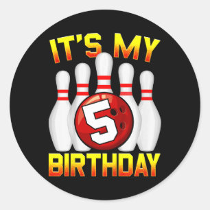 Kids It's My 5th Birthday Bowling 5 Years Old Birt Classic Round Sticker