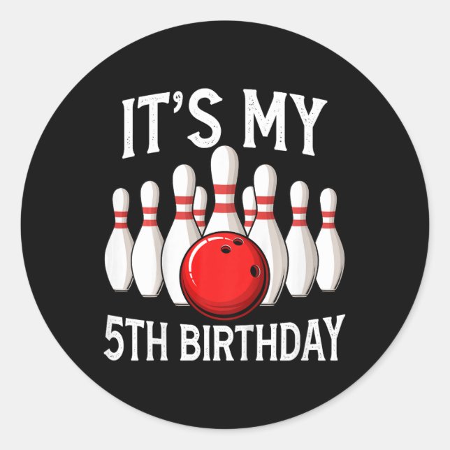 Kids It's My 5th Birthday Bowling Bowler 5 Years O Classic Round Sticker (Front)