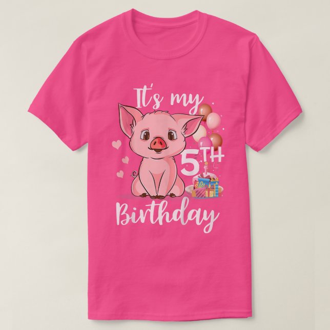 Kids It's My 5th Birthday - Cute Pigs Lovers Gift  T-Shirt (Design Front)