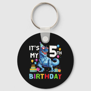 Kids It's My 5th Birthday Happy 5 Year T-Rex Key Ring