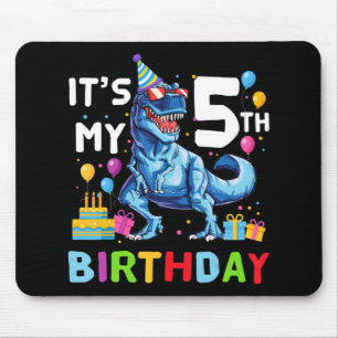 Kids It's My 5th Birthday Happy 5 Year T-Rex Mouse Pad