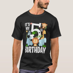 Kids Its My 5th Birthday Jungle Zoo Theme Safari J T-Shirt