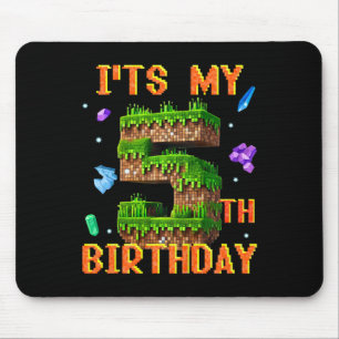 Kids It's My 5th Birthday Pixel Gamer Party Boy Gi Mouse Pad
