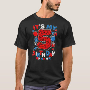 Kids It's My 5th Birthday Spider Theme Party 5 Yea T-Shirt