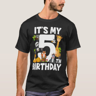 Kids It's My 5th Birthday Zoo Jungle Safari 5 Year T-Shirt