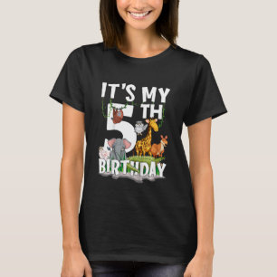 Kids It's My 5th Birthday Zoo Jungle Safari 5 Year T-Shirt