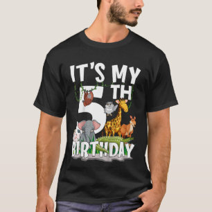 Kids It's My 5th Birthday Zoo Jungle Safari 5 Year T-Shirt