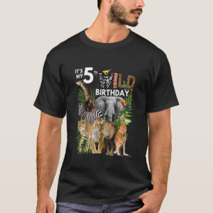 Kids It's My 5th Wild Birthday Safari Animals Zoo T-Shirt