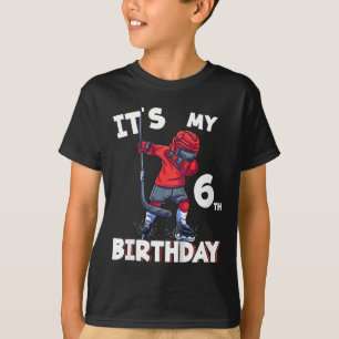 Kids It's My 6th Birthday 6 Year Old Ice Hockey Bi T-Shirt