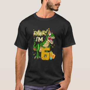 Kids It's My 6th Birthday Boy Rawr 6 Year Old Rex T-Shirt