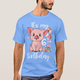 Kids It's My 6th Birthday - Cute Pigs Lovers Gift  T-Shirt