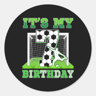 Kids It's My 7 Birthday Boy Funny 7yr Birthday Soc Classic Round Sticker