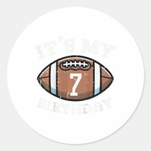 Kids Its My 7th Birthday American Football 7 Year Classic Round Sticker