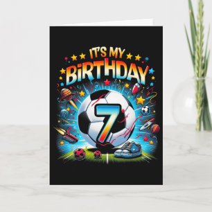 Kids It's My 7th Birthday Boys Soccer Footbyll 7 Y Card