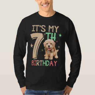 Kids It's My 7th Birthday Dog Theme 7 Years Old P T-Shirt