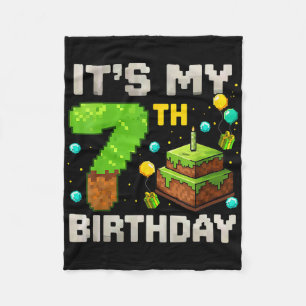 Kids It's My 7th Birthday Gamer Pixel Birthday Boy Fleece Blanket