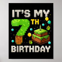Kids It's My 7th Birthday Gamer Pixel Birthday Boy