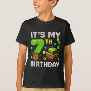 Kids It's My 7th Birthday Gamer Pixel Birthday Boy T-Shirt