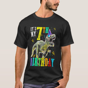 Kids It's My 7th Birthday Happy 7 Year Dinosaur  G T-Shirt