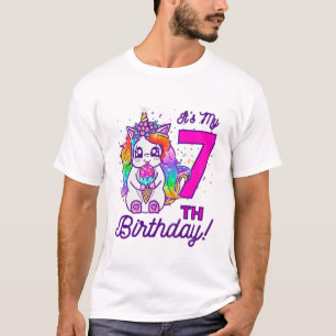 Kids It's My 7Th Birthday Ice Cream Rainbow Unicor T-Shirt
