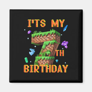 Kids It's My 7th Birthday Pixel Gamer Party Boy Gi Magnet