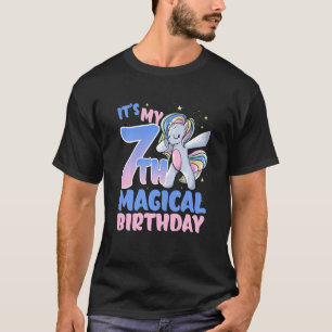 Kids It's My 7th Magical Birthday Rainbow Tail Uni T-Shirt