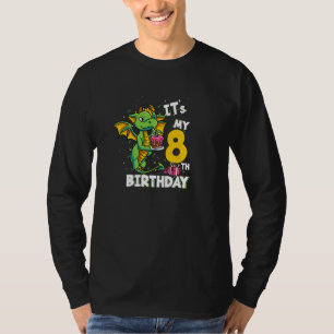 Kids Its My 8th Birthday 8 Year Old Dragon Birthda T-Shirt