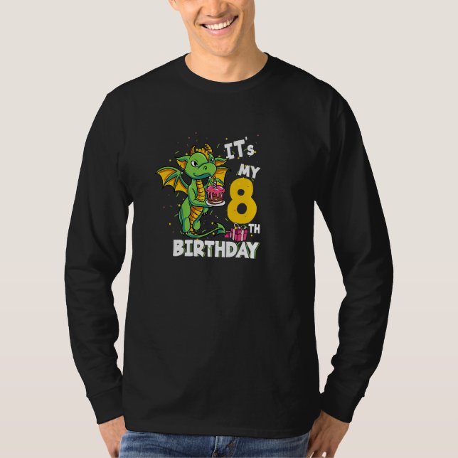 Kids Its My 8th Birthday 8 Year Old Dragon Birthda T-Shirt (Front)