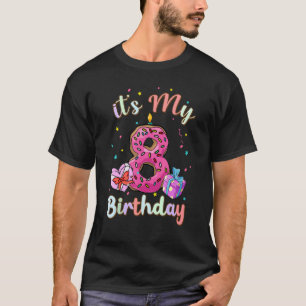 Kids It's My 8th Birthday 8 Years Old Doughnut Ca T-Shirt