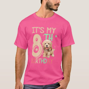 Kids It's My 8th Birthday Dog  Theme 8 Years Old P T-Shirt