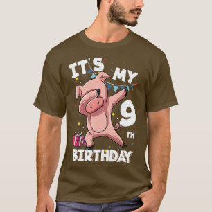 Kids Its My 9th Birthday 9 Year Old Pig Birthday P T-Shirt