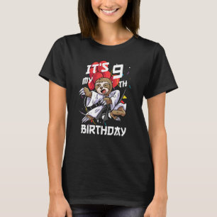 Kids Its My 9th Birthday 9 Year Old Sloth Karate B T-Shirt