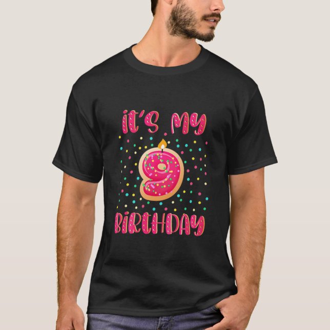 Kids It's My 9Th Birthday Donut 9 Years Old Sweet T-Shirt (Front)