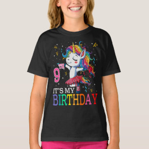 Kids It's My 9th Birthday Unicorn 9Year Old Girls T-Shirt