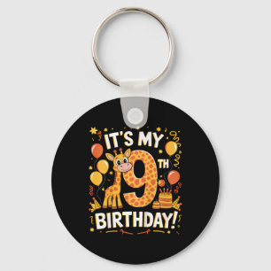 Kids It's My 9th Happy Birthday Giraffe 9 Years Ol Key Ring