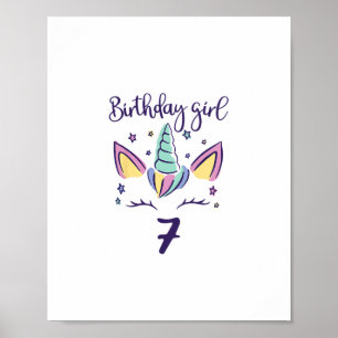 Kids It's My Birthday Dabbing Unicorn Rainbow Girl Poster