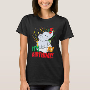 Kids It's My Birthday Elephant 3 Birthday Party T-Shirt
