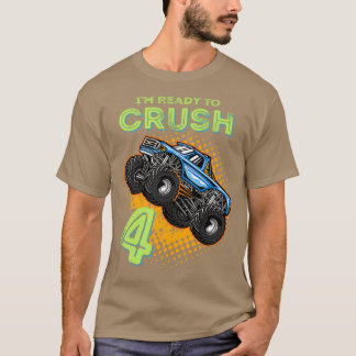 Kids Ix27m Ready to Crush 4 Monster Truck 4yr Old T-Shirt