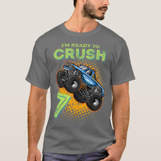 Kids Ix27m Ready to Crush 7 Monster Truck 7yr Old T-Shirt