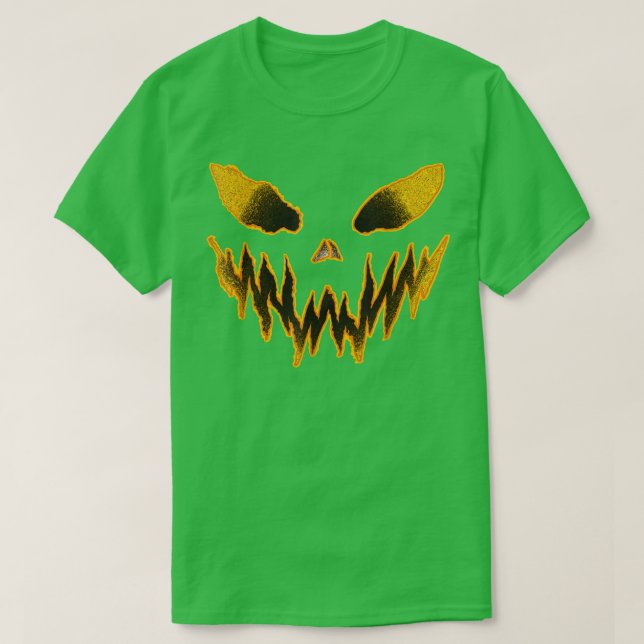 Kids Jack O Lantern Scary Carved Pumpkin Face Hall T-Shirt (Design Front)