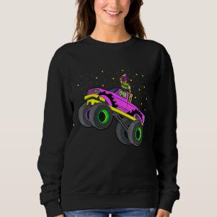 Kids Jester Riding Monster Truck Mardi Gras Cool M Sweatshirt