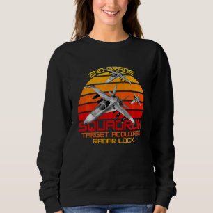 Kids Jet Fighters Squadron Retro Sunset 2nd Grade Sweatshirt